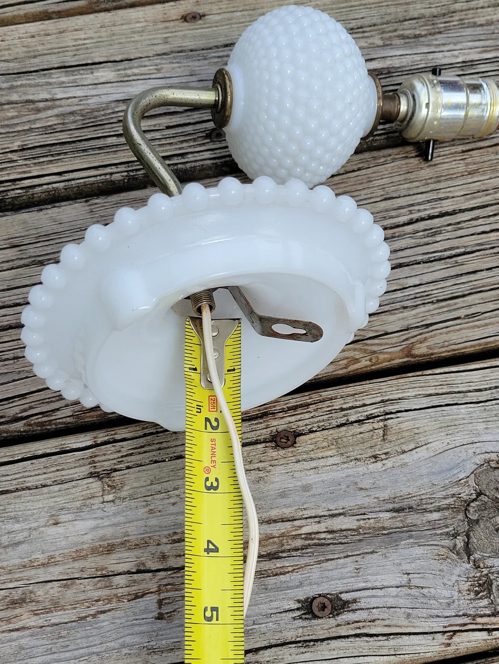 Vintage Milk Glass White Hobnail Wall Sconce Light